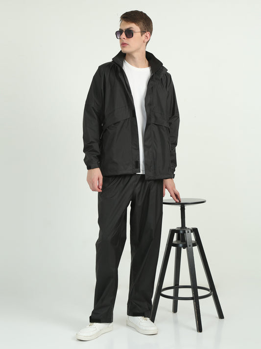 Hooded Waterproof Raincoat | Black