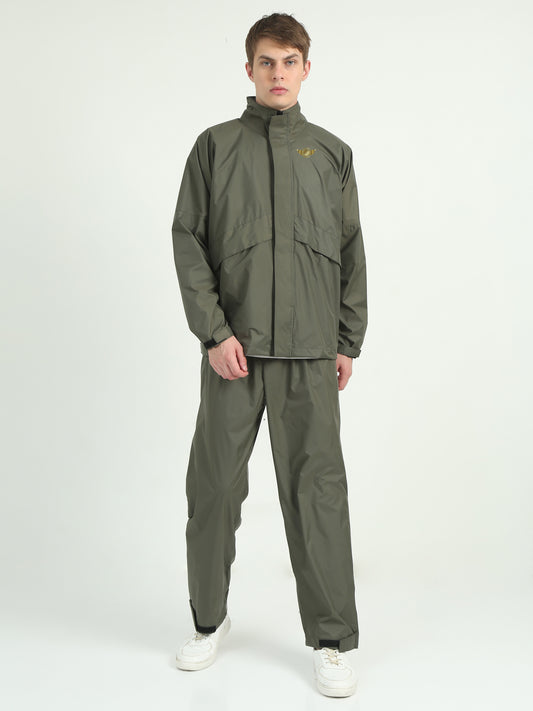 Hooded Waterproof Raincoat | Olive