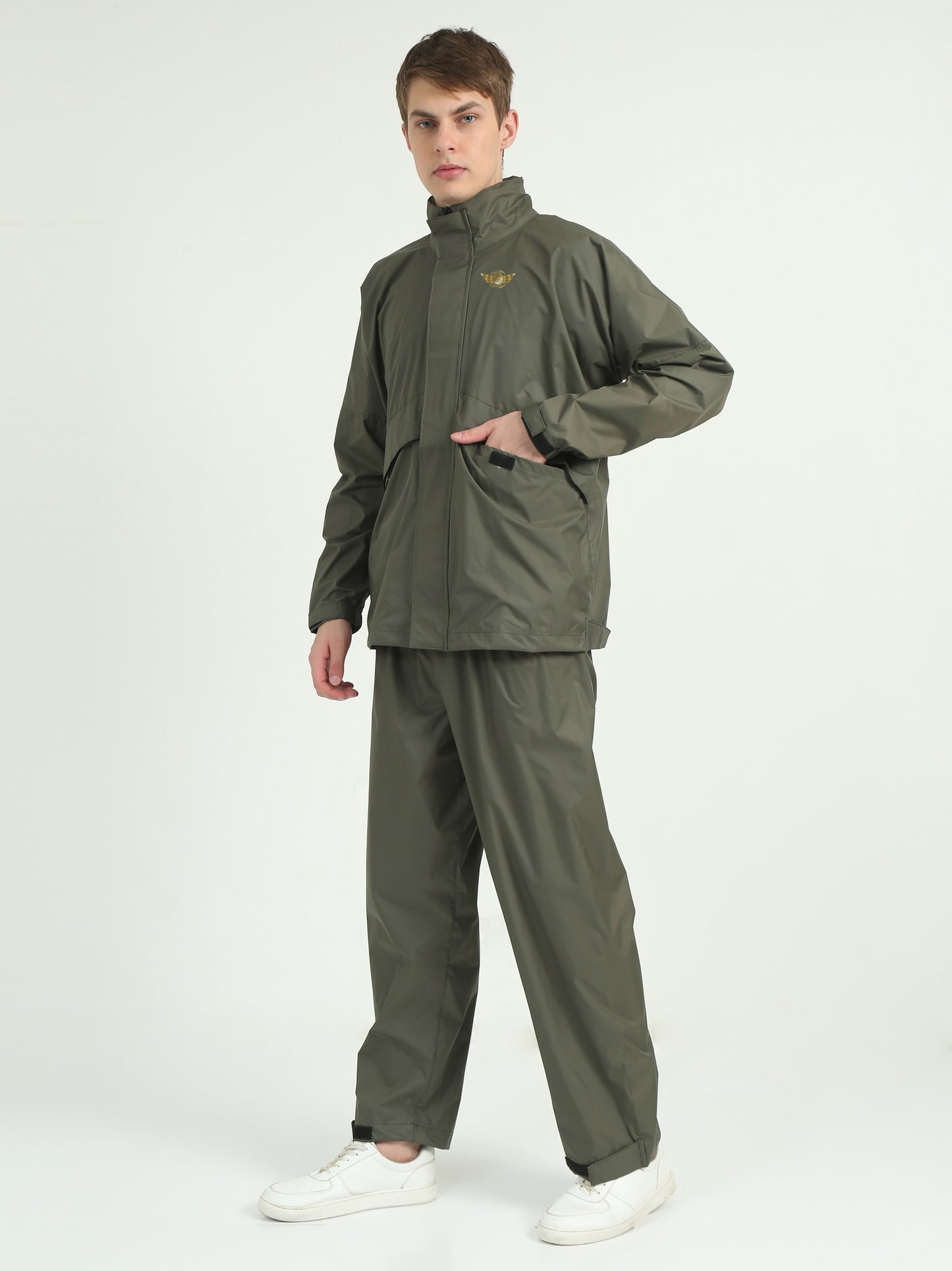 Hooded Waterproof Raincoat | Olive