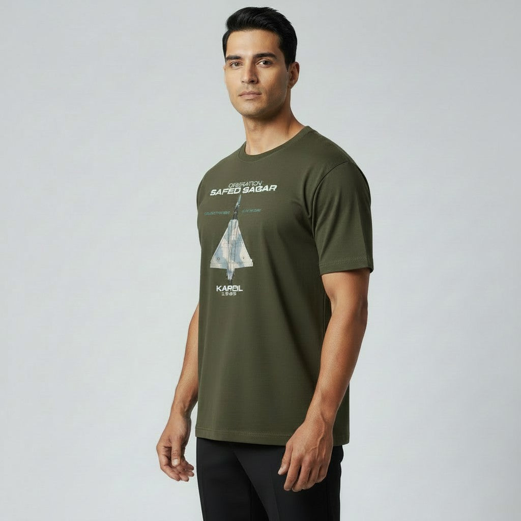 OPERATION SAFED SAGAR | PRINTED | ROUND NECK T-SHIRT | OLIVE