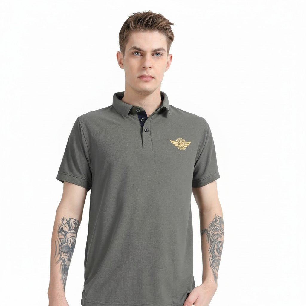 FIGHTER FIT | COLLARED T-SHIRT | GREY