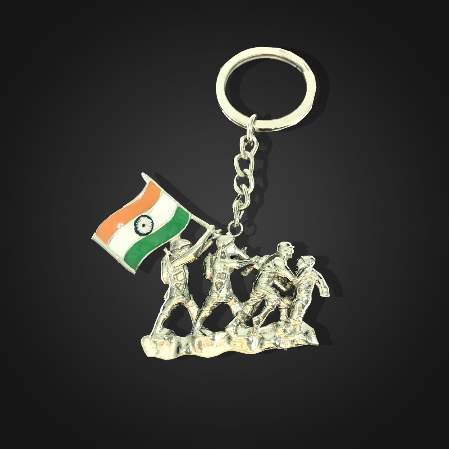 Soldier With Flag Army Metal Keychain