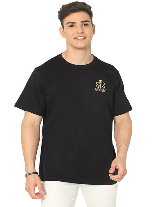 Round Neck Black Indian Navy T Shirt for men
