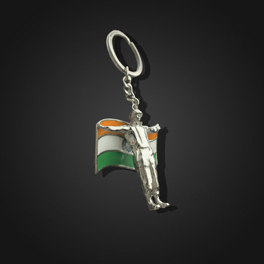 Men With Flag Metal Keychain