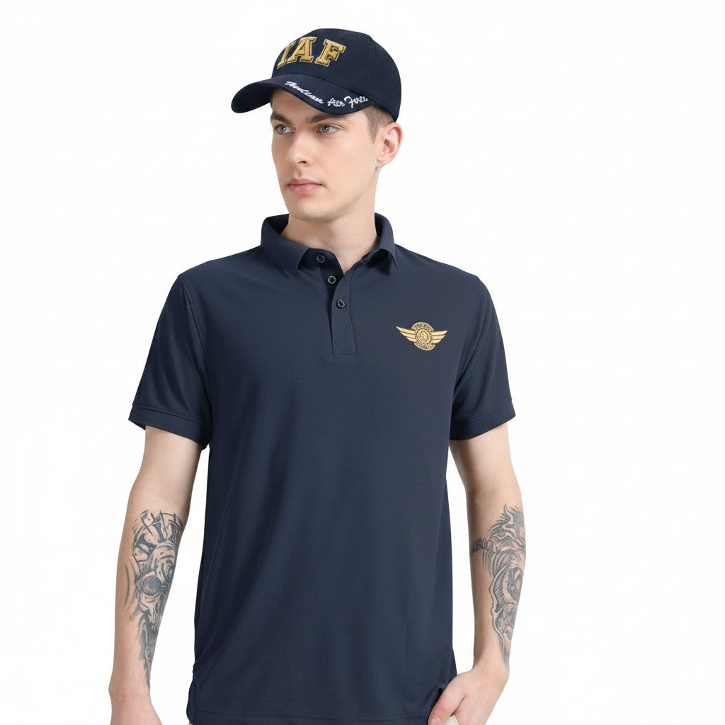 FIGHTER FIT | COLLARED T-SHIRT | NAVY BLUE
