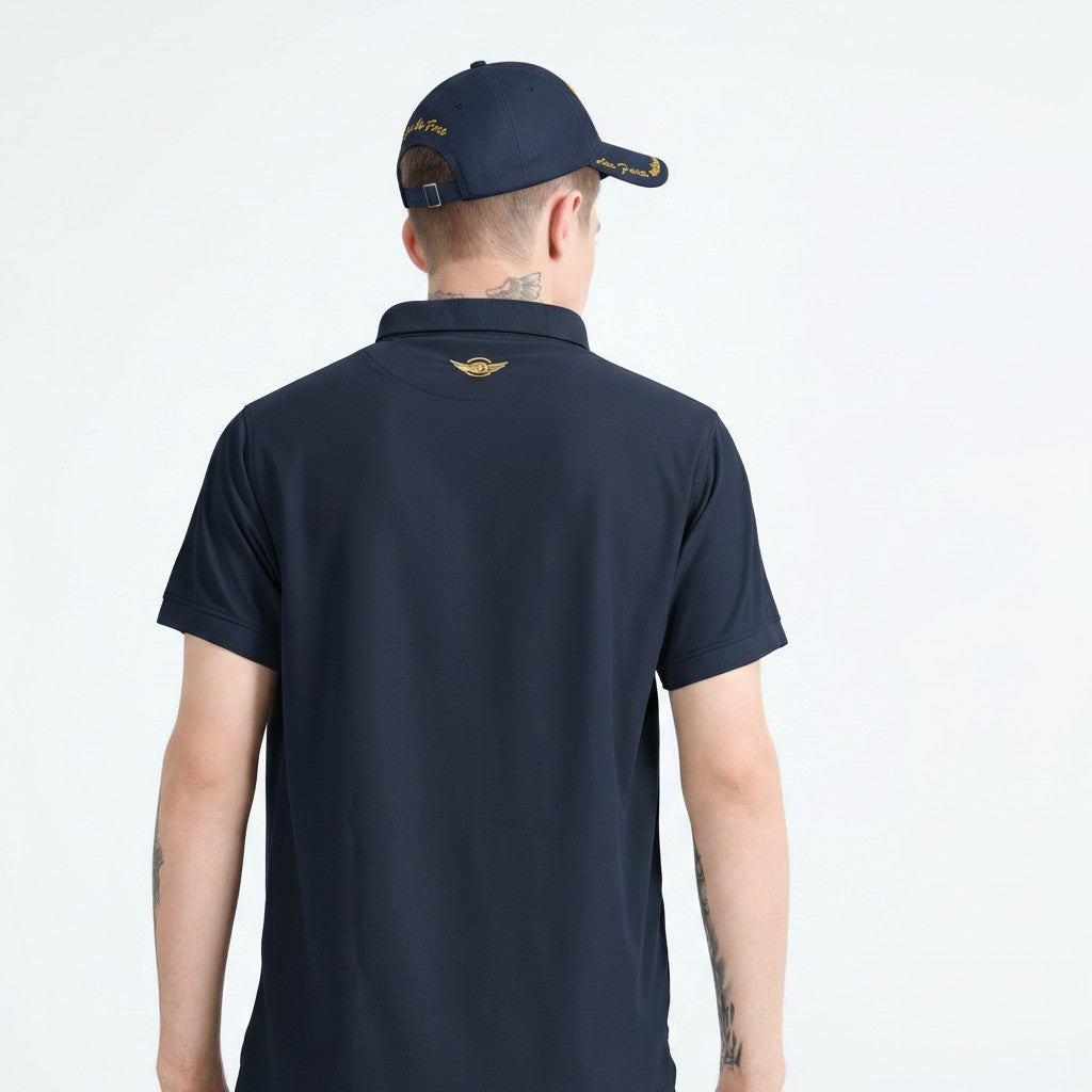 FIGHTER FIT | COLLARED T-SHIRT | NAVY BLUE
