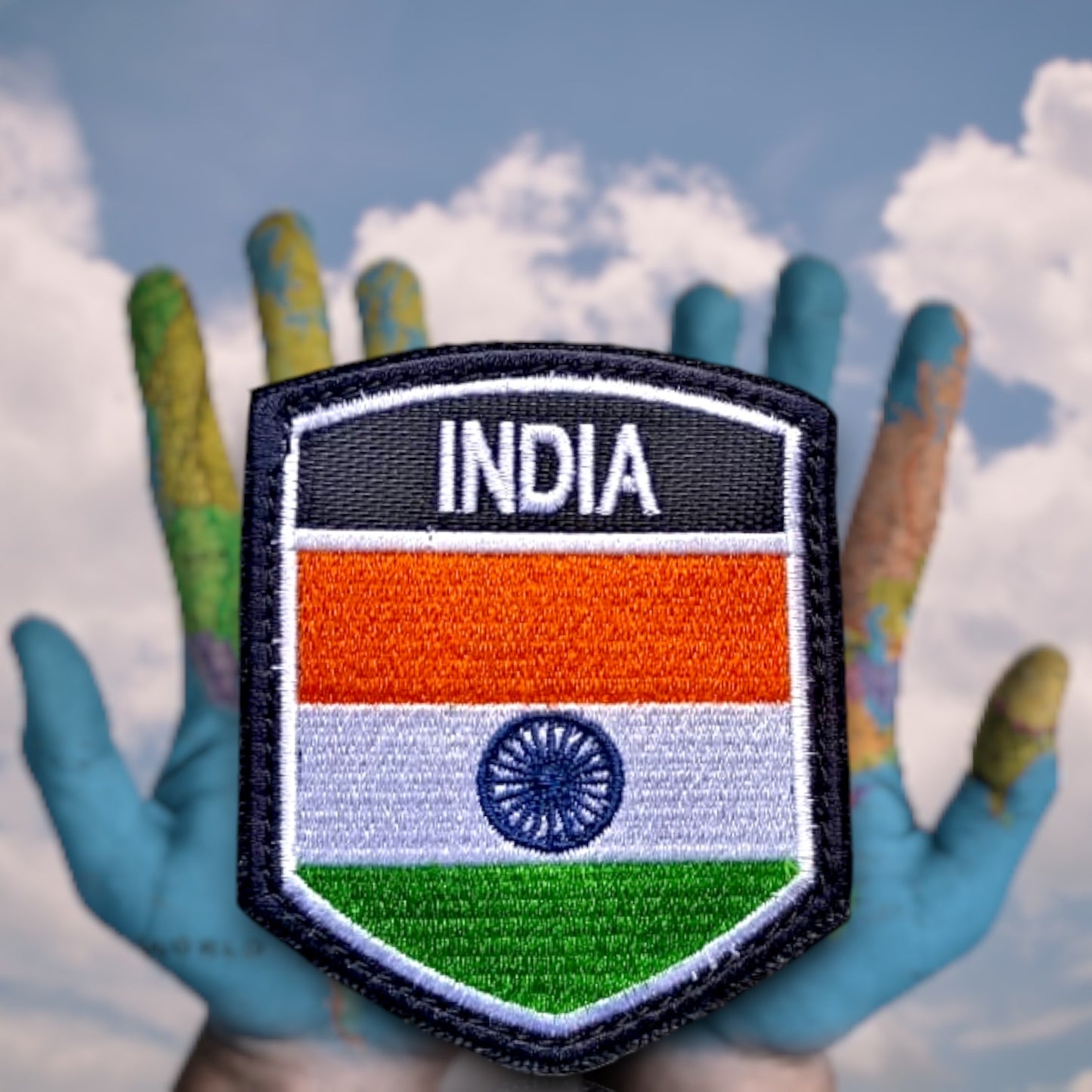 Shield India Flag Patches For Jackets