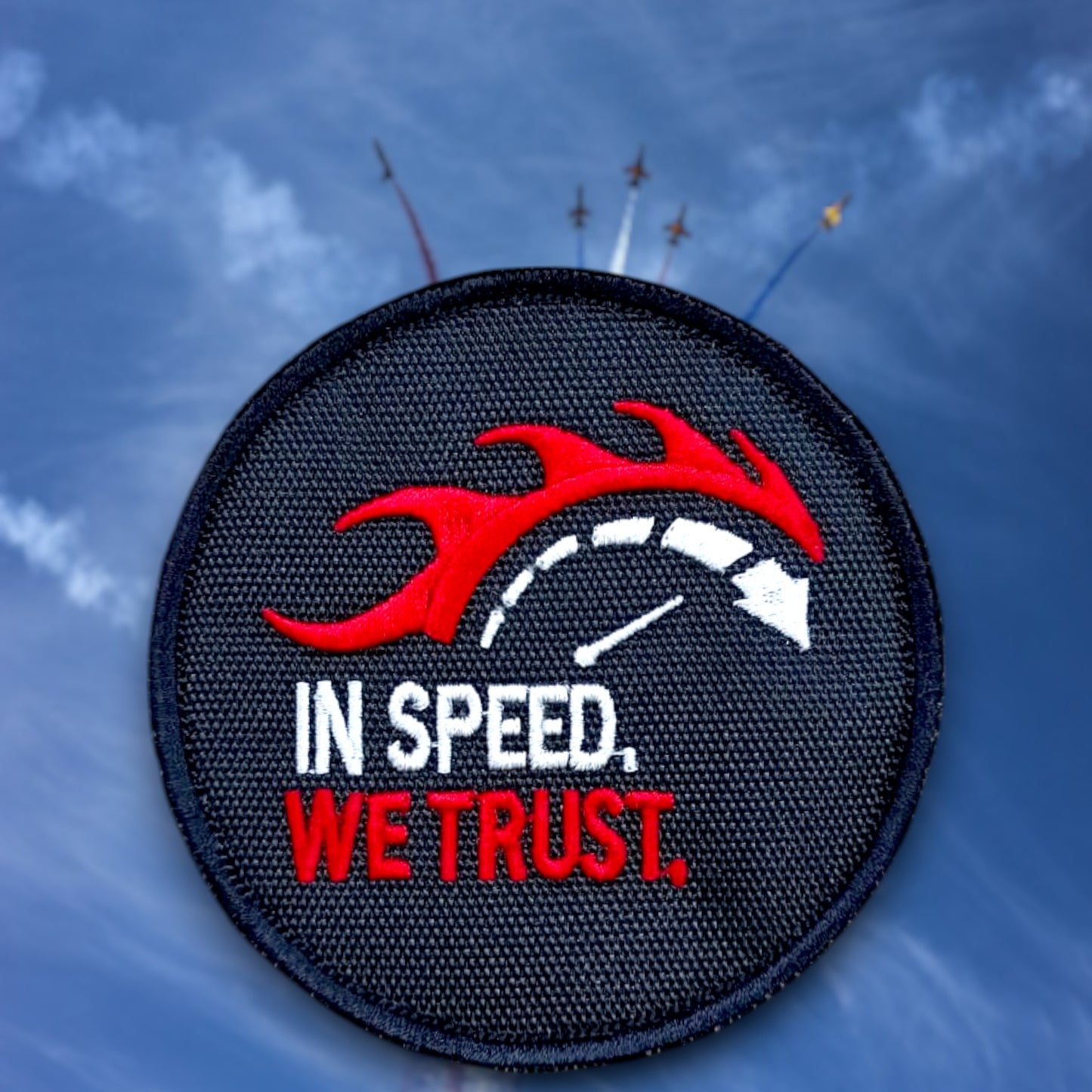 P1646 | IN SPEED WE TRUST | EMBROIDERED | WITH VELCRO PATCH