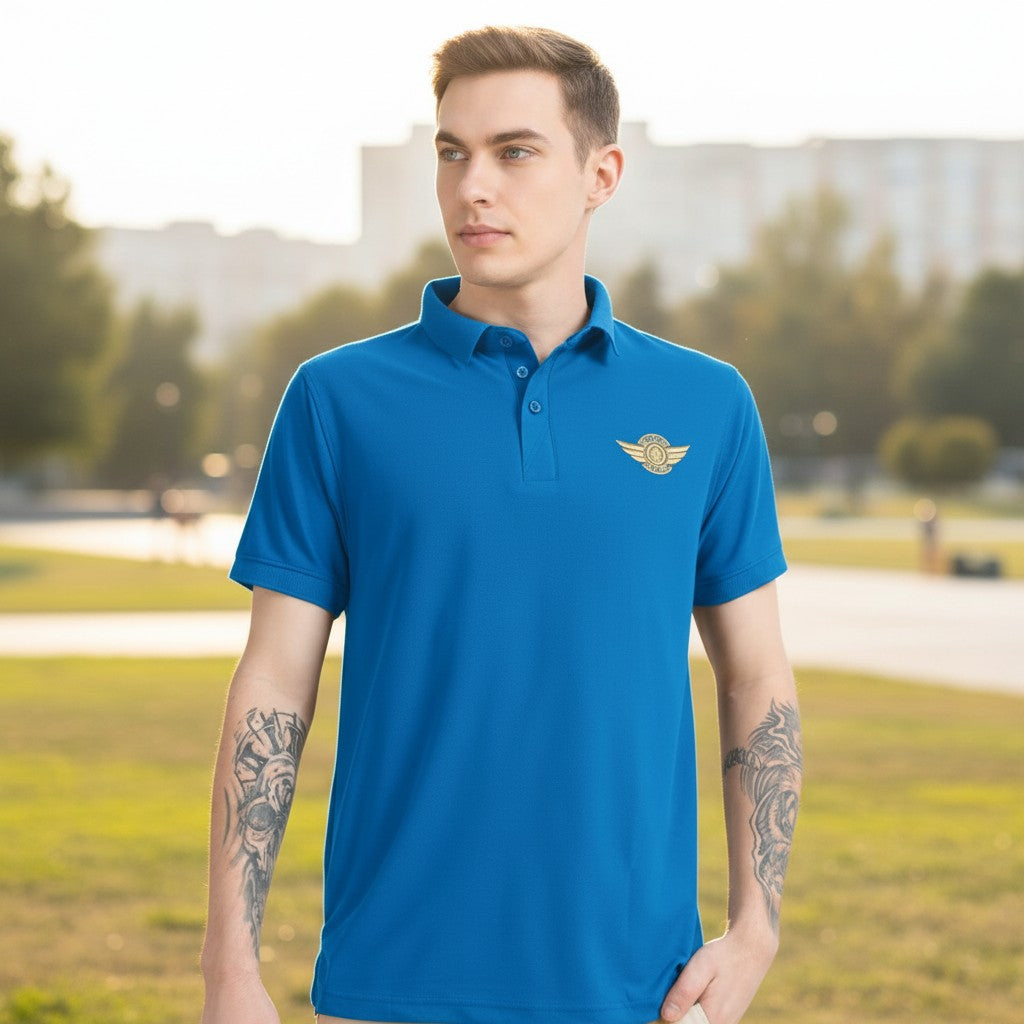 FIGHTER FIT | COLLARED T-SHIRT | DRESDEN BLUE