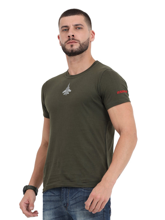 Round Neck Sukhoi Fighter Jet T Shirts for men