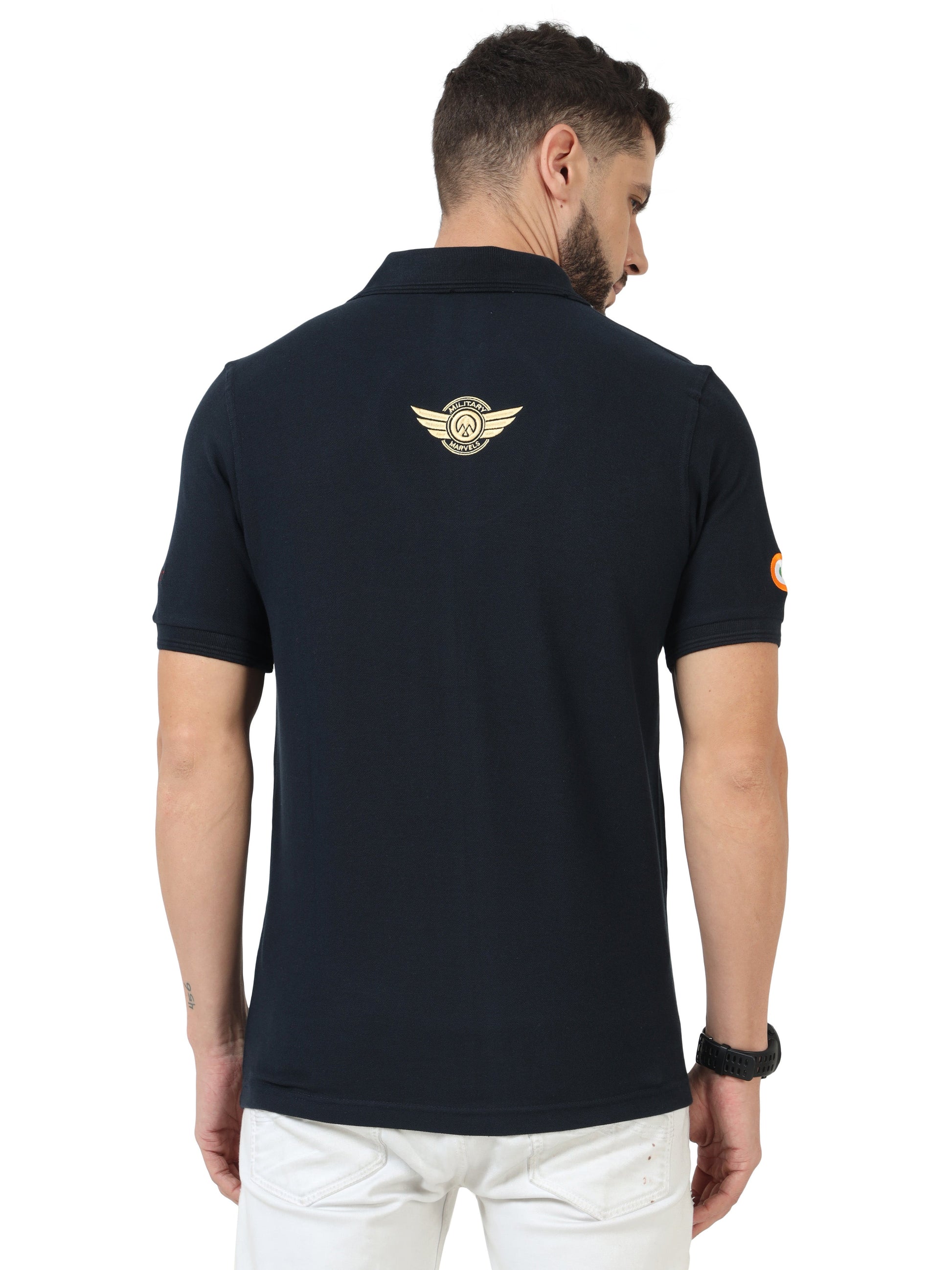  Blue T Shirt Collar With Mi17 Logo for men