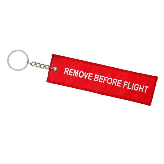 remove before flight fabric key chain
