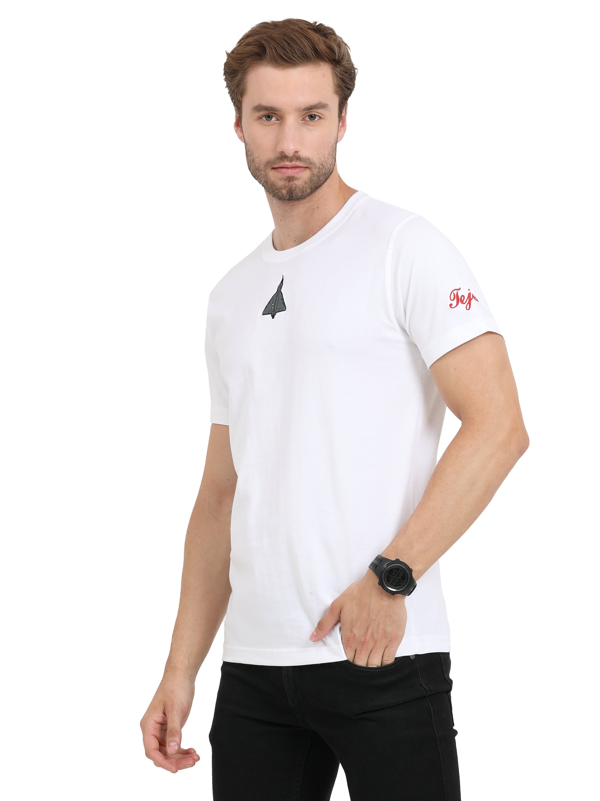 Aircraft Tejas Logo Cotton Round Neck T Shirt for men