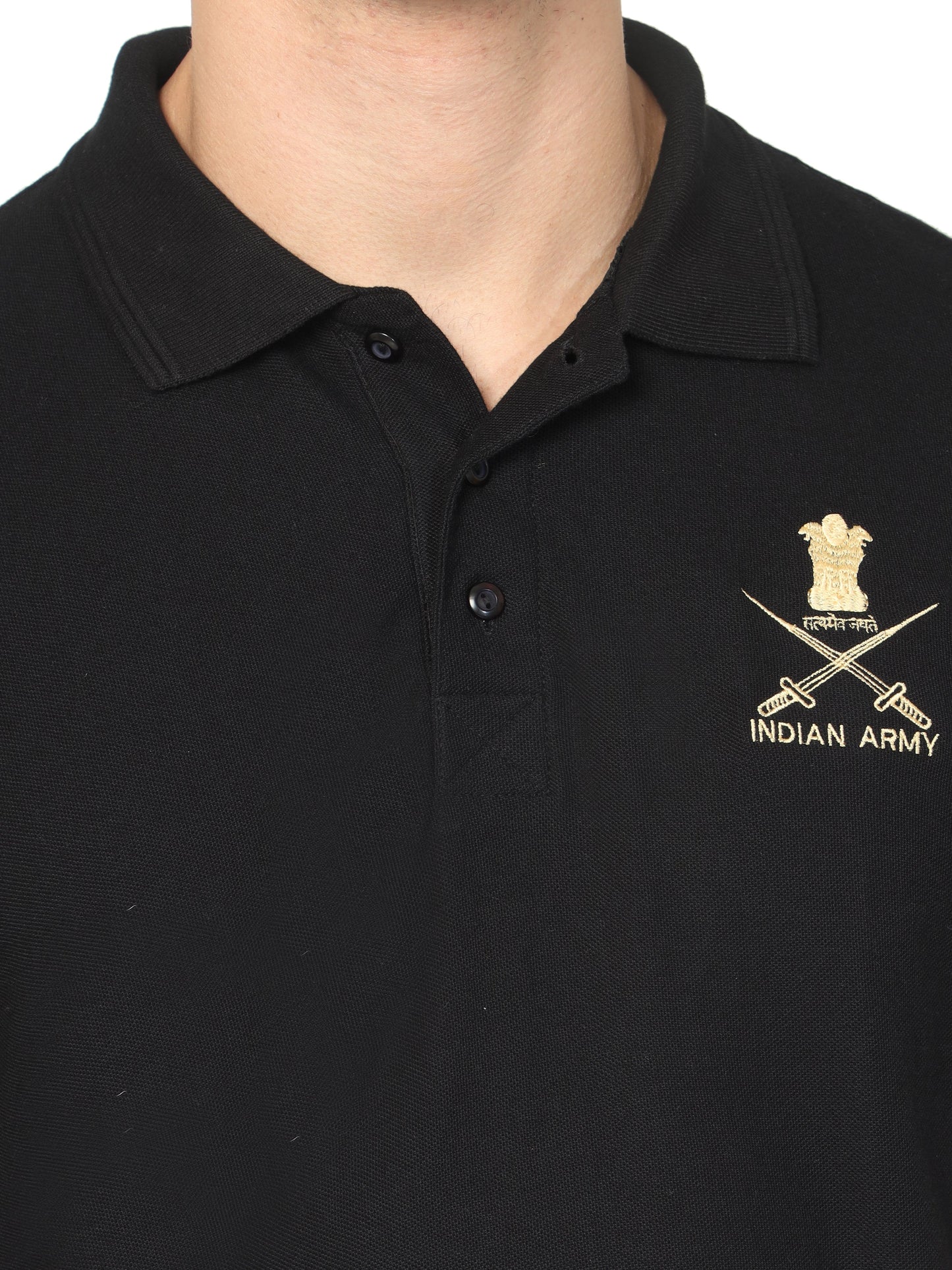 Shop Black Collared Indian Army Tshirt Online At Great Deal
