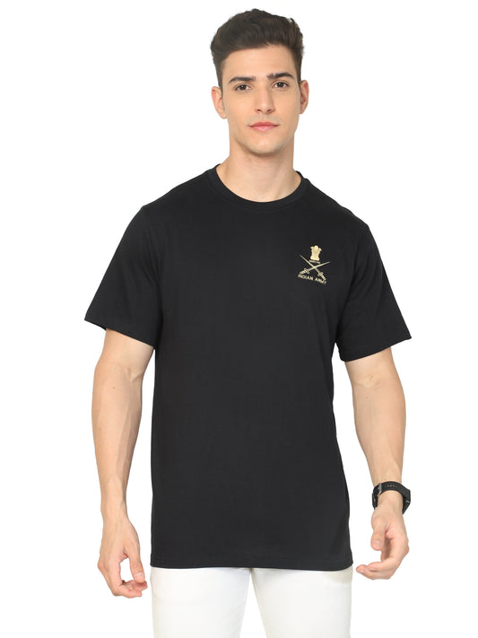 Round Neck Army Soldier T Shirt Black for men