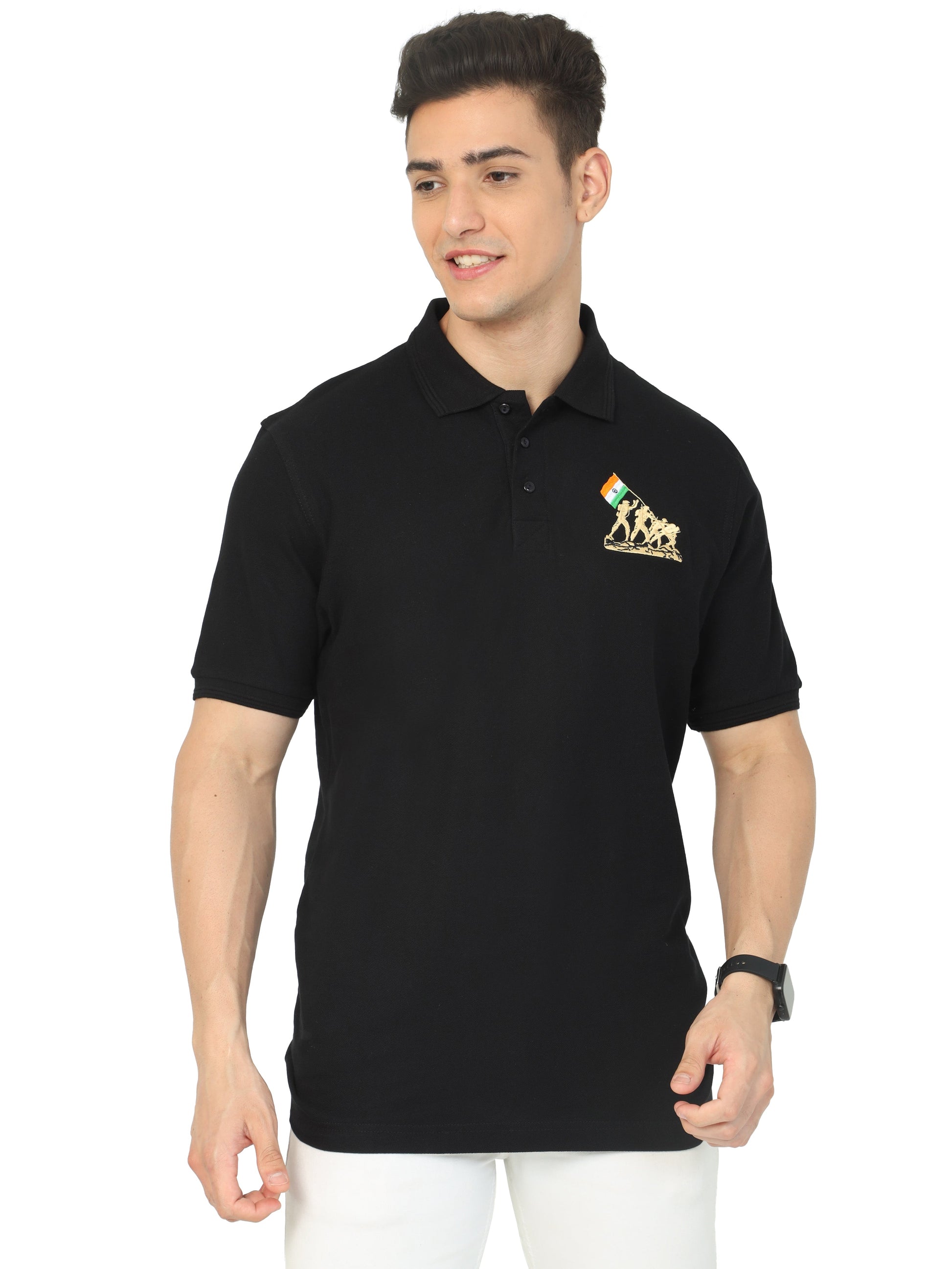 Soldiers With Flag Collared T-shirt S