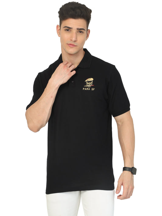 Para Sf Commando Tshirt Black Collared Design for men