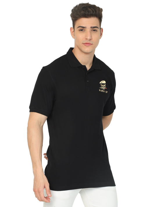 Para Sf Commando Tshirt Black Collared Design for men