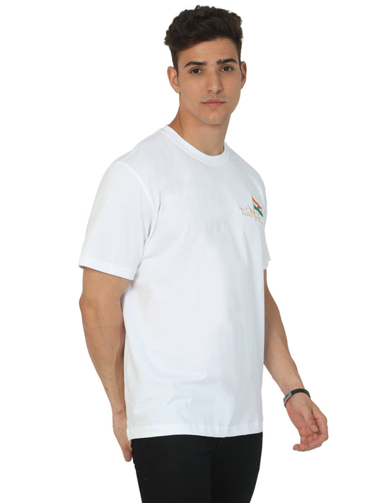  Round Neck White Kargil Tshirt for men