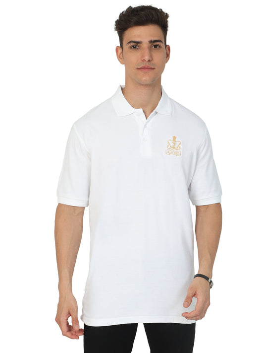 white INDIAN NAVY  COLLARED T SHIRT